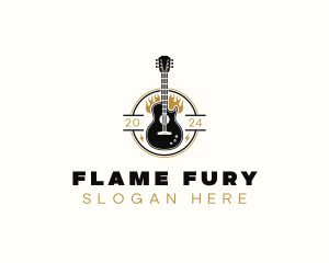 Flame Acoustic Guitar logo design