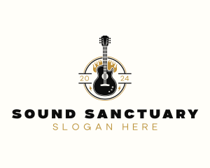 Flame Acoustic Guitar logo design