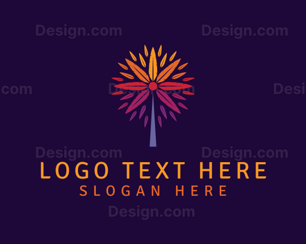 Colorful Feather Leaf Tree Logo