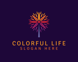 Colorful Feather Leaf Tree logo design