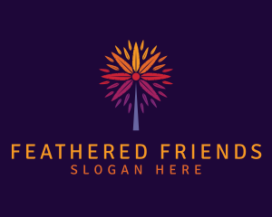 Colorful Feather Leaf Tree logo design