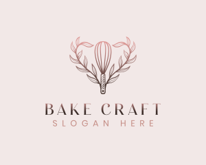 Baking Whisk Heart Leaf logo design