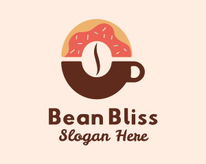 Donut Coffee Bean Cup logo design