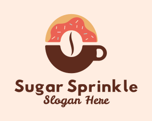 Donut Coffee Bean Cup logo design