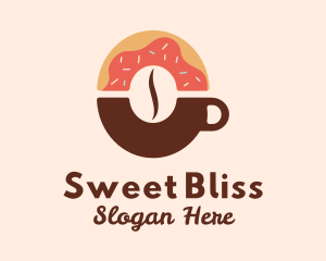 Donut Coffee Bean Cup logo design