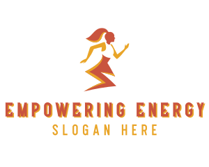 Running Lightning Woman logo design