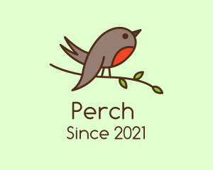 Perched Robin Bird logo design