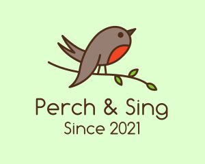 Perched Robin Bird logo design