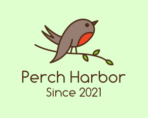 Perched Robin Bird logo