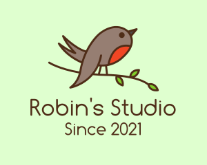 Perched Robin Bird logo