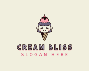 Cute Ice Cream Girl logo design