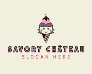 Cute Ice Cream Girl logo design