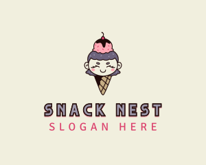 Cute Ice Cream Girl logo design