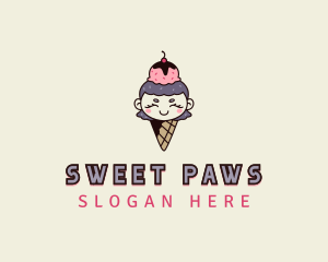 Cute Ice Cream Girl logo design