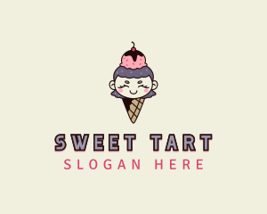 Cute Ice Cream Girl logo design