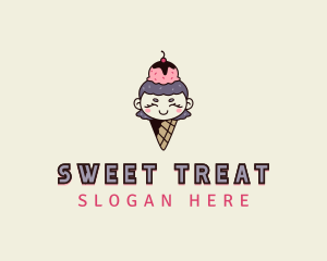 Cute Ice Cream Girl logo design