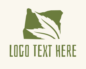 Oregon Map Green Leaf logo