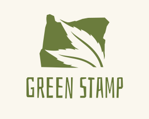 Oregon Map Green Leaf logo design