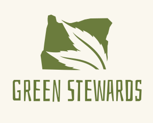 Oregon Map Green Leaf logo design