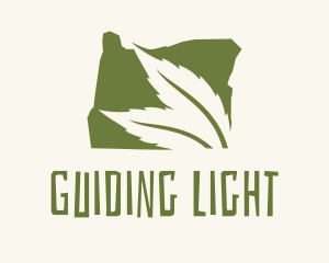 Oregon Map Green Leaf logo design