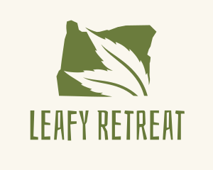 Oregon Map Green Leaf logo design