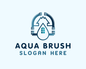 House Pipe Water Drop logo design