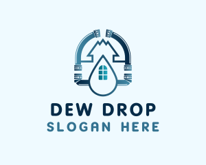 House Pipe Water Drop logo design