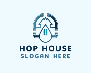 House Pipe Water Drop logo design