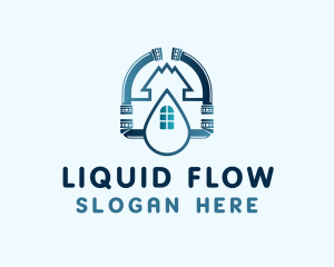 House Pipe Water Drop logo design