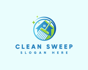 Janitorial Broom Cleaning logo design