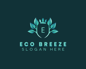 Eco Leaf Crown Plant logo design