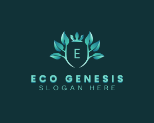 Eco Leaf Crown Plant logo design