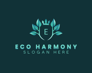 Eco Leaf Crown Plant logo design