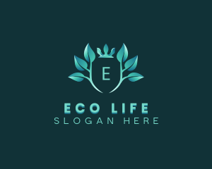 Eco Leaf Crown Plant logo design