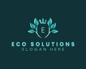 Eco Leaf Crown Plant logo design