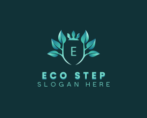 Eco Leaf Crown Plant logo design