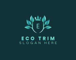 Eco Leaf Crown Plant logo design