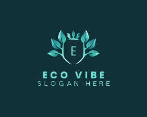 Eco Leaf Crown Plant logo design