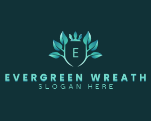 Eco Leaf Crown Plant logo design