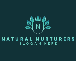 Eco Leaf Crown Plant logo design