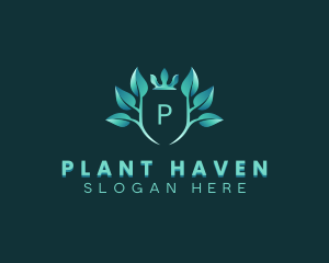 Eco Leaf Crown Plant logo design