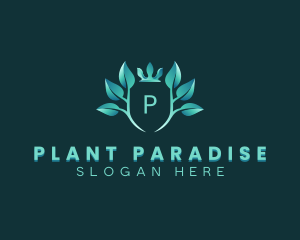 Eco Leaf Crown Plant logo design