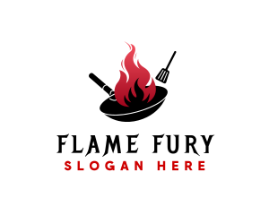 Wok Flame Cooking logo design