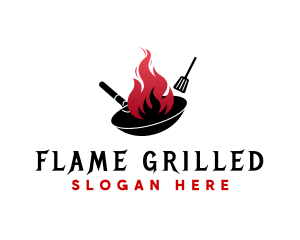 Wok Flame Cooking logo design