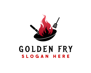 Wok Flame Cooking logo design