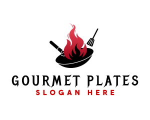 Wok Flame Cooking logo design