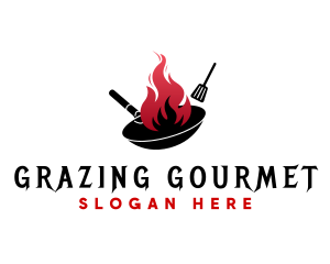 Wok Flame Cooking logo design