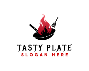 Wok Flame Cooking logo design