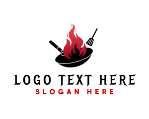 Cooking - Wok Flame Cooking logo design