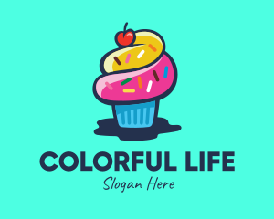 Colorful Cupcake Cherry logo design